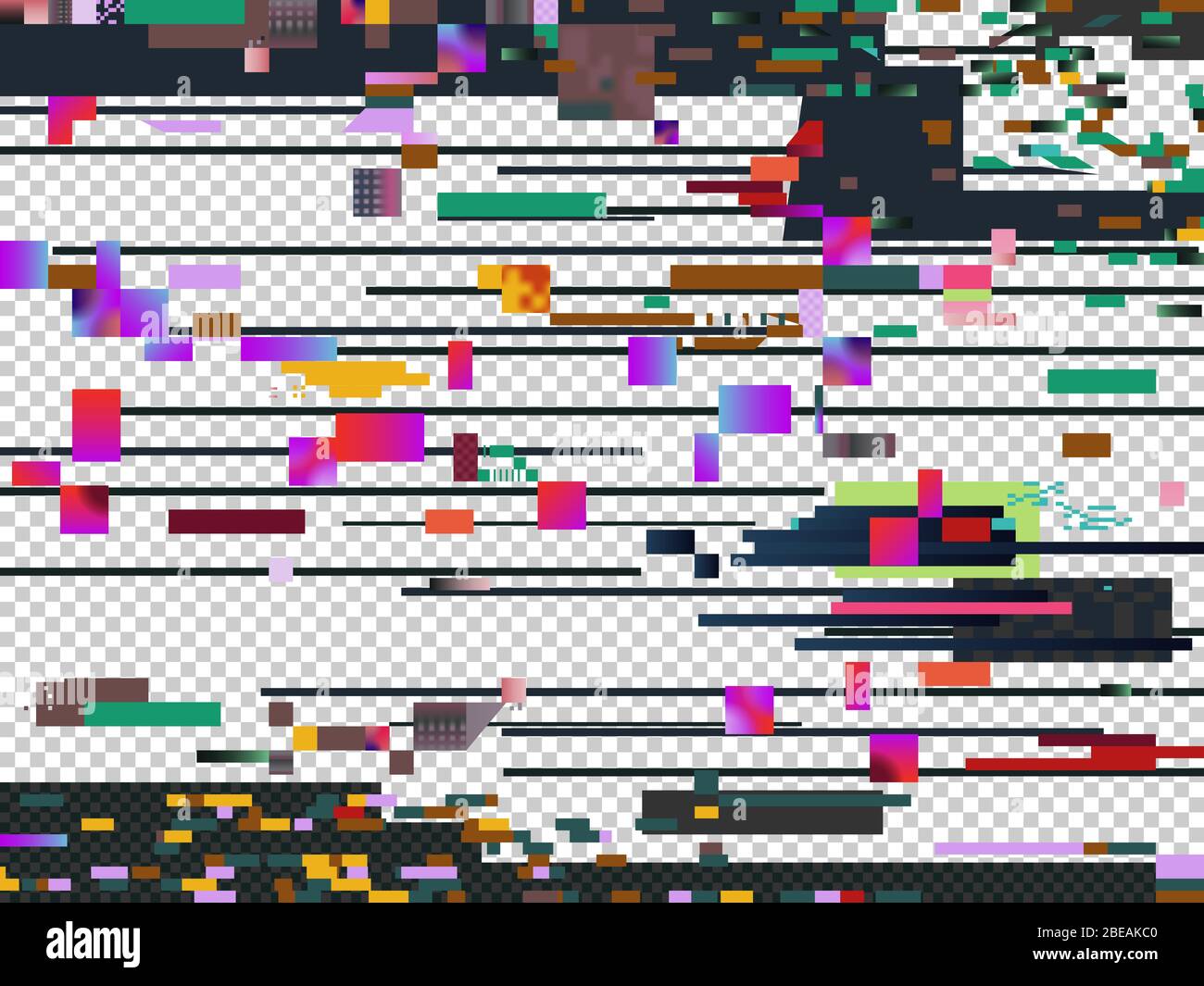 Vector glitch noise texture isolated. Glitched computer screen. Television signal decay noise, screen defect failure digital illustration Stock Vector