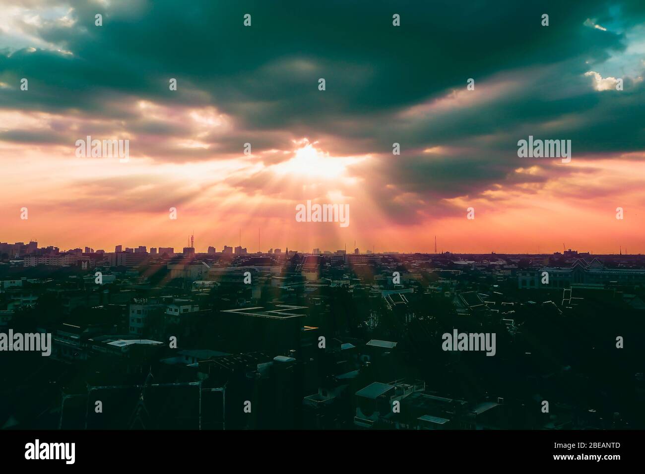 Asian city aerial cloud sun rays hi-res stock photography and images ...