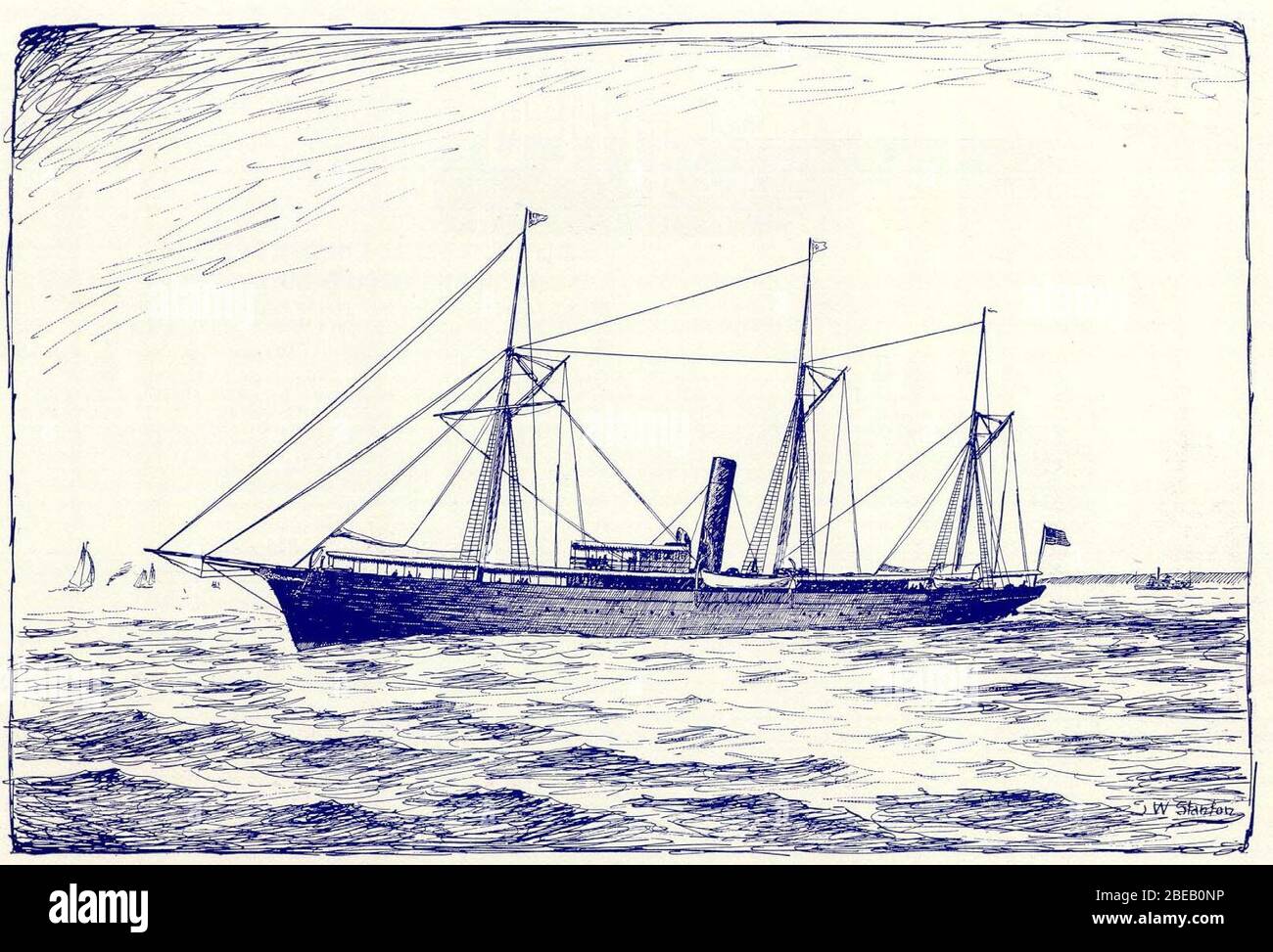 'English: Atalanta, steam yacht once owned by Jay Gould.; 1895 or before; American Steam Vessels, page 288, from image available on line from the Great Lakes Maritime Society; Samuel Ward Stanton (1870-1912); ' Stock Photo