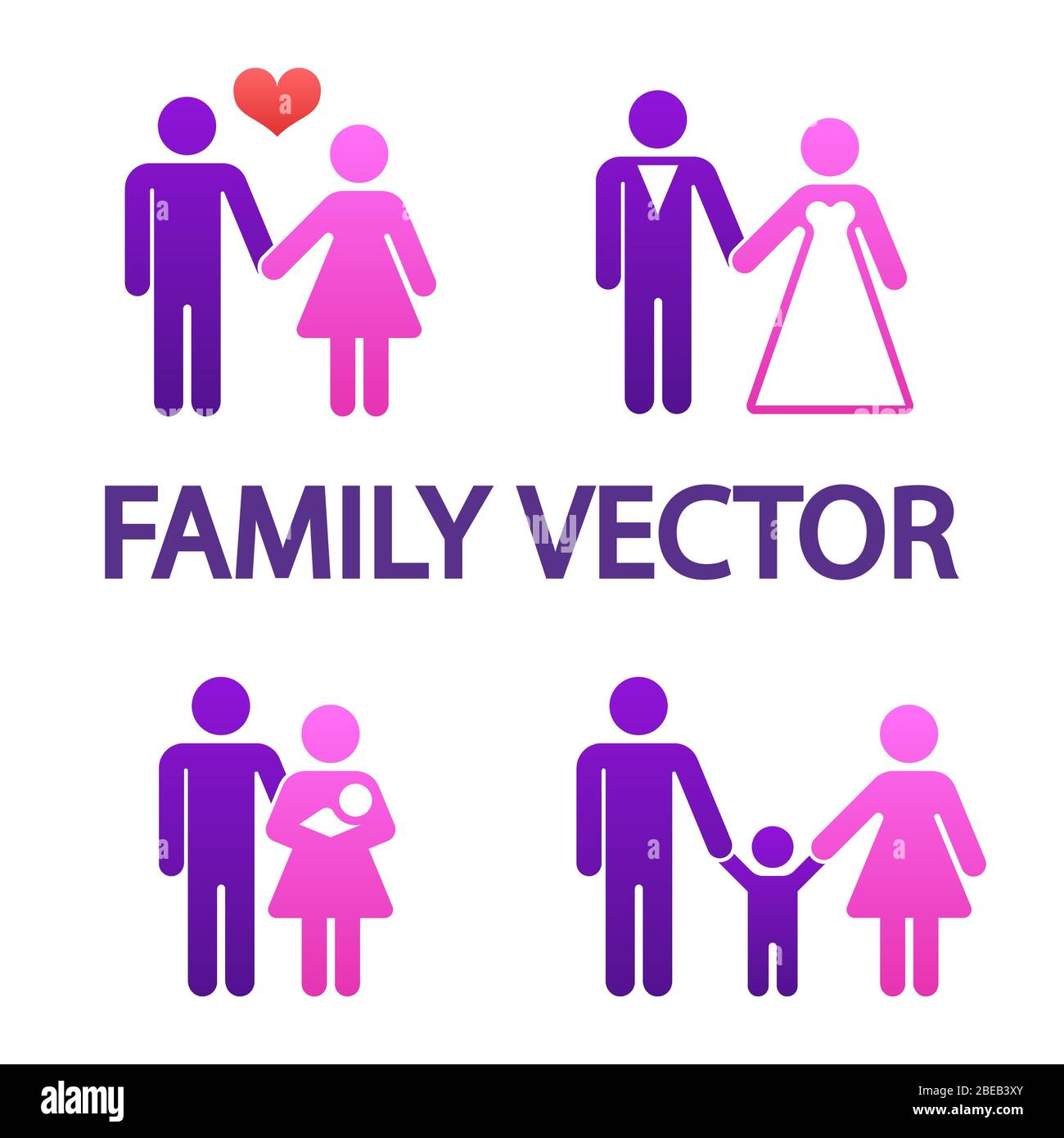 Colorful pictographs happy family icons on white backdrop. Vector ...