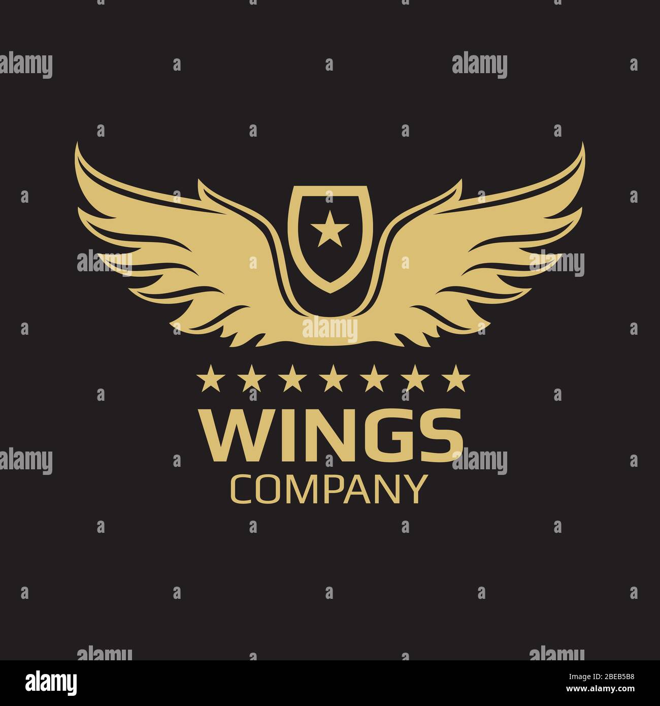 Wings logo design golden wings on black vector company logotype