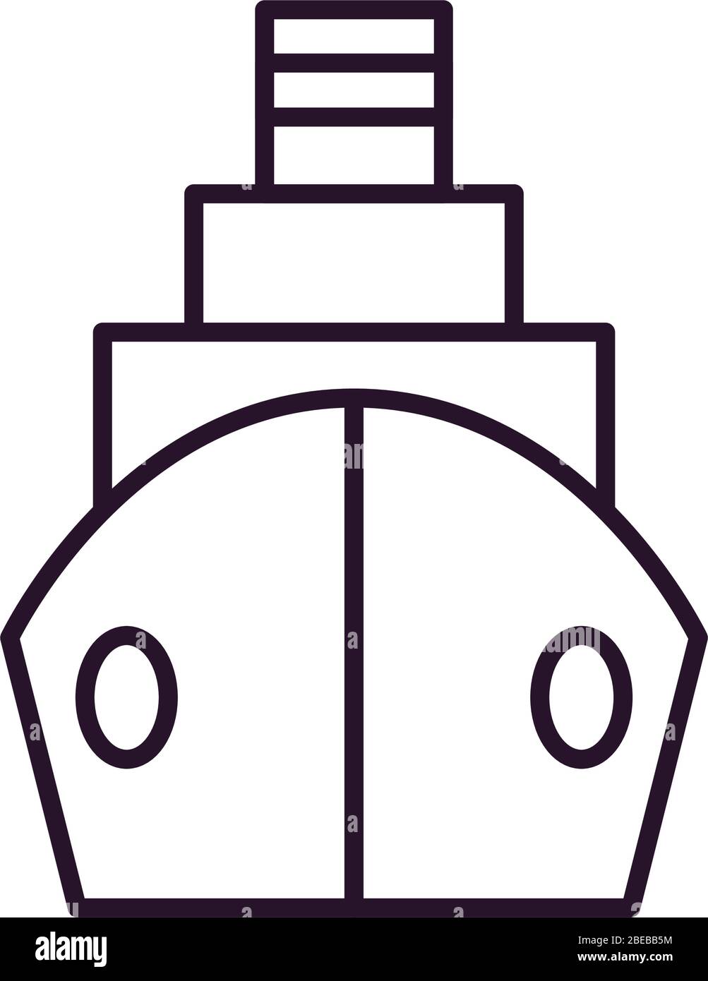 cargo ship icon over white background, line style, vector illustration ...