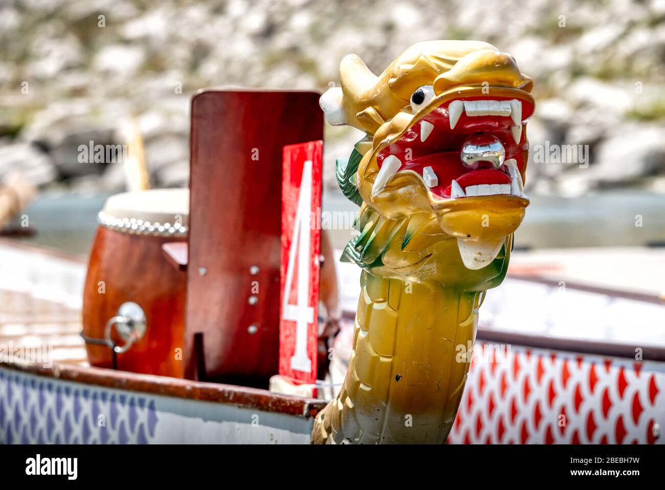 The Head Of Traditional Chinese Dragon Boat Stock Photo