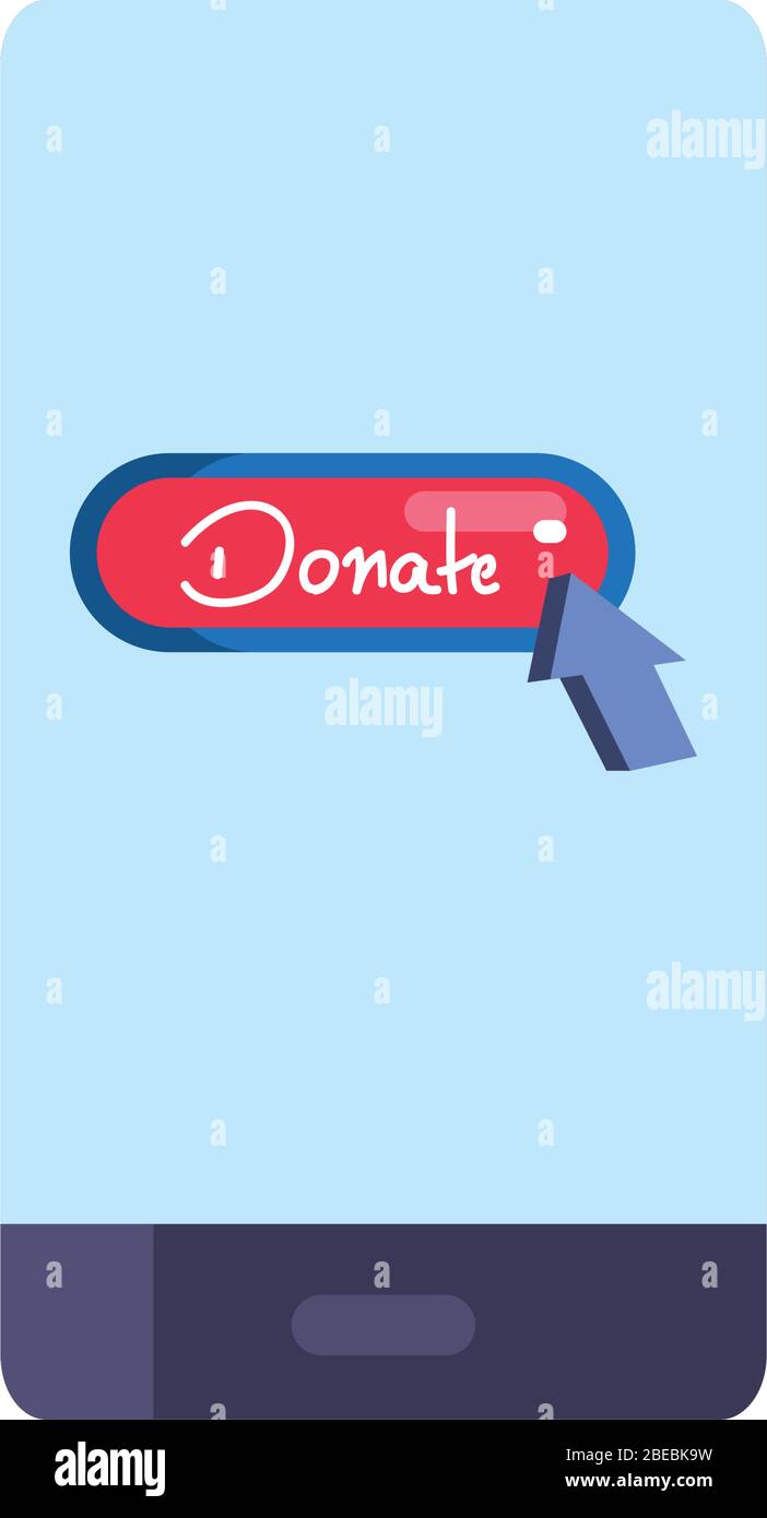 charity donations concept, smartphone with donation button icon over ...