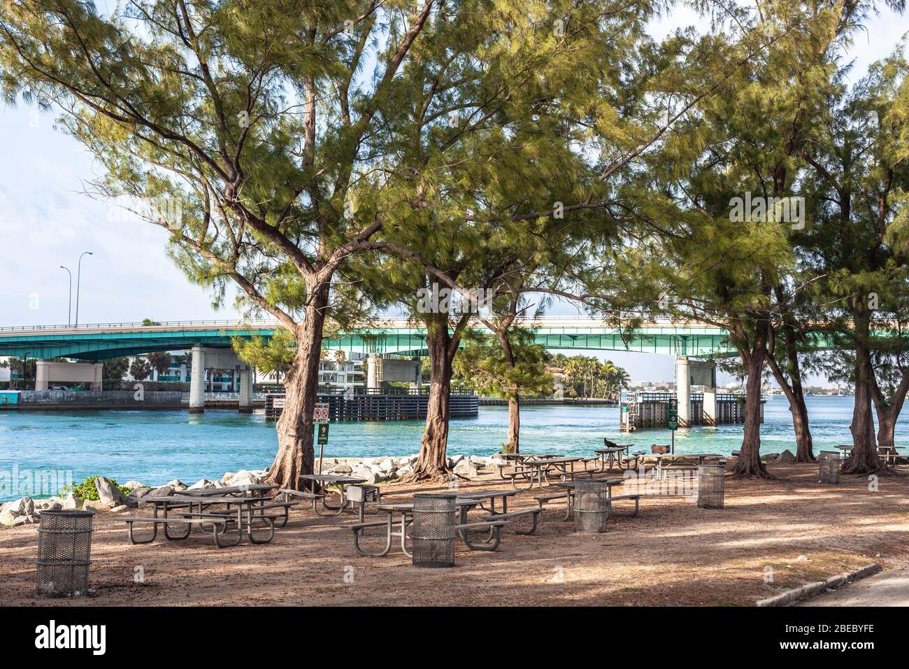 Haulover Park Bayside picnic area, Sunny Isles Ocean Walk, MiamiDade County, Florida, USA Stock