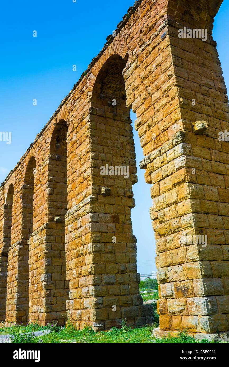 Ruins of a roman aqueduct. Stock Photo