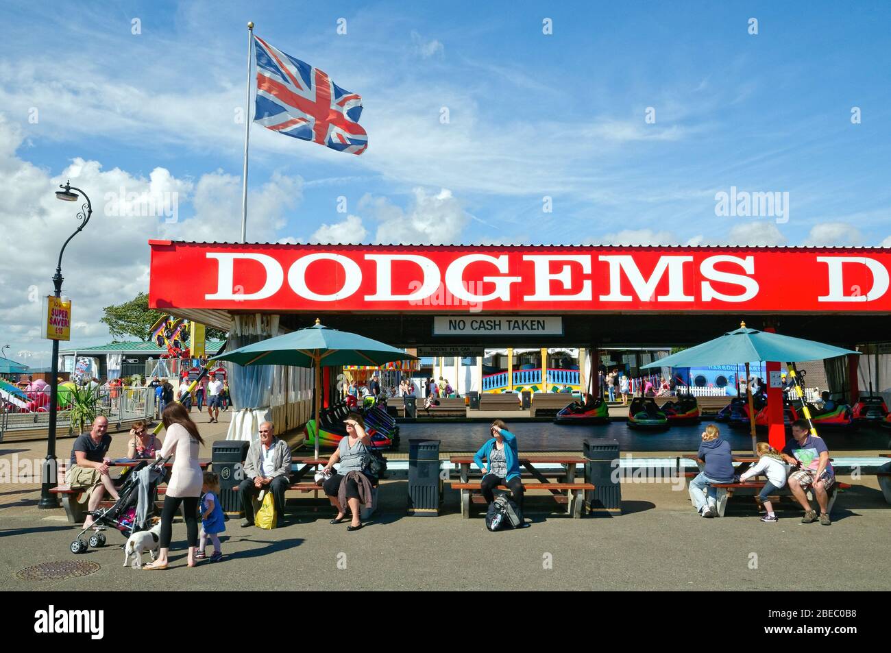 A Dodgems fairground ride on the seafront at Littlehampton on a summers day west Sussex England UK Stock Photo