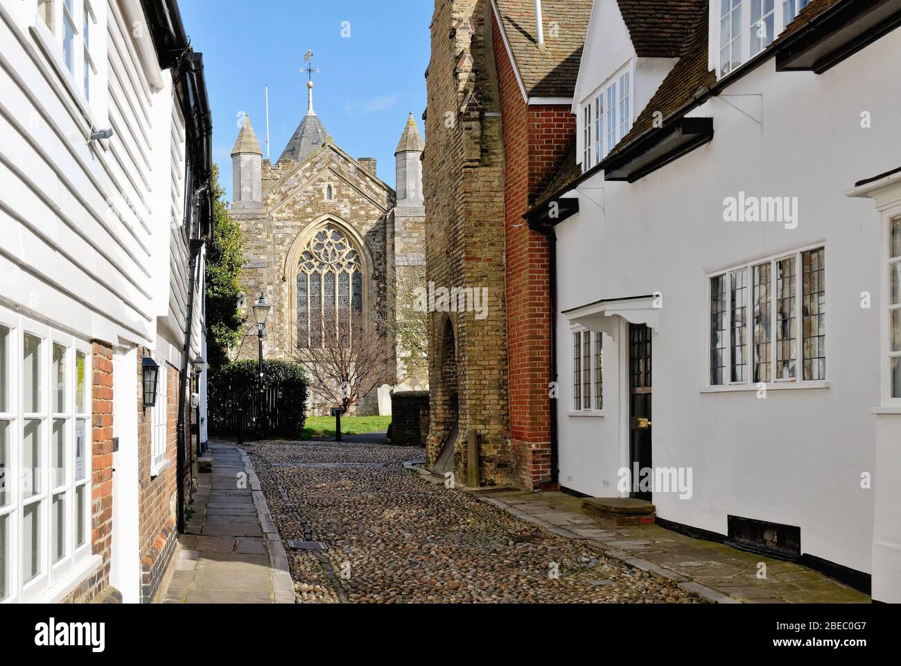 St.Mary's church Rye as viewed from West Street Rye east Sussex England UK Stock Photo