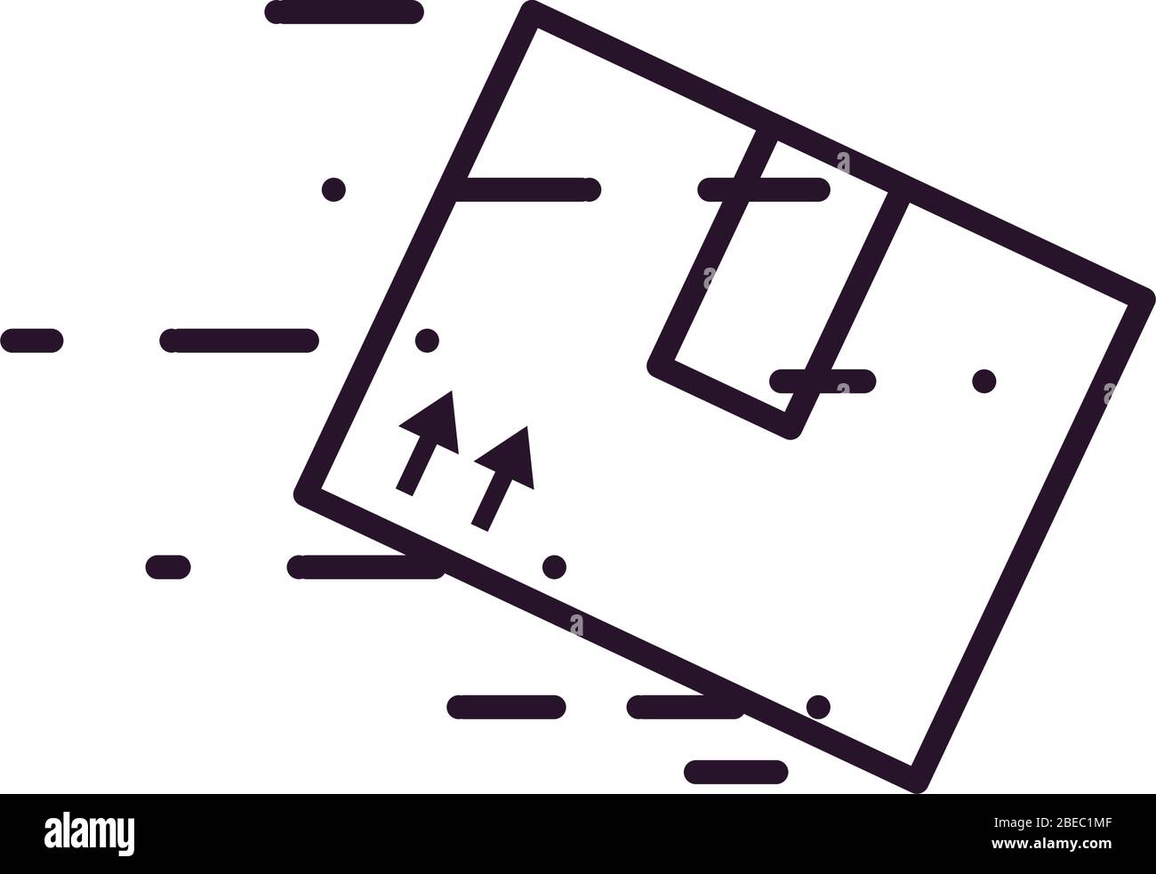 fast delivery concept, box icon over white background, line style ...