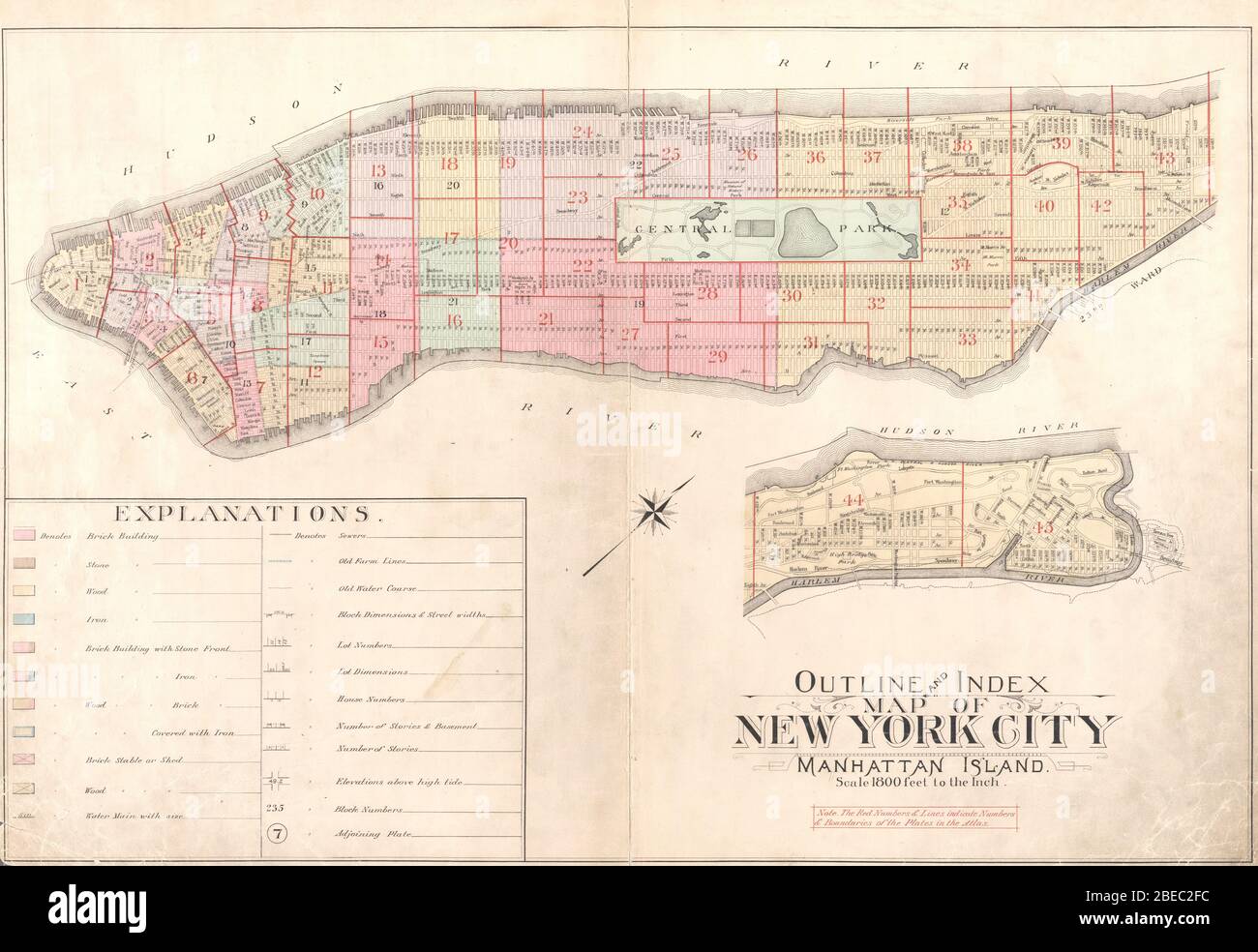 English Outline And Index Map From Bromley George W And Bromley Walter S Atlas Of The City Of New York Manhattan Island Philadelphia G W Bromley And Co 1897 1897 This Image The professor's reading list (nypl.org). alamy