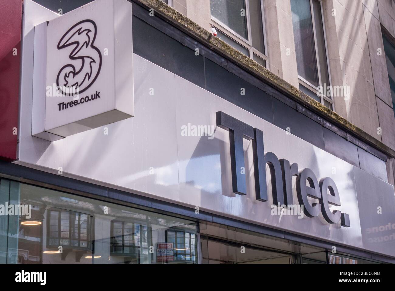 LONDON Three mobile phone shop exterior signage. A UK mobile phone and