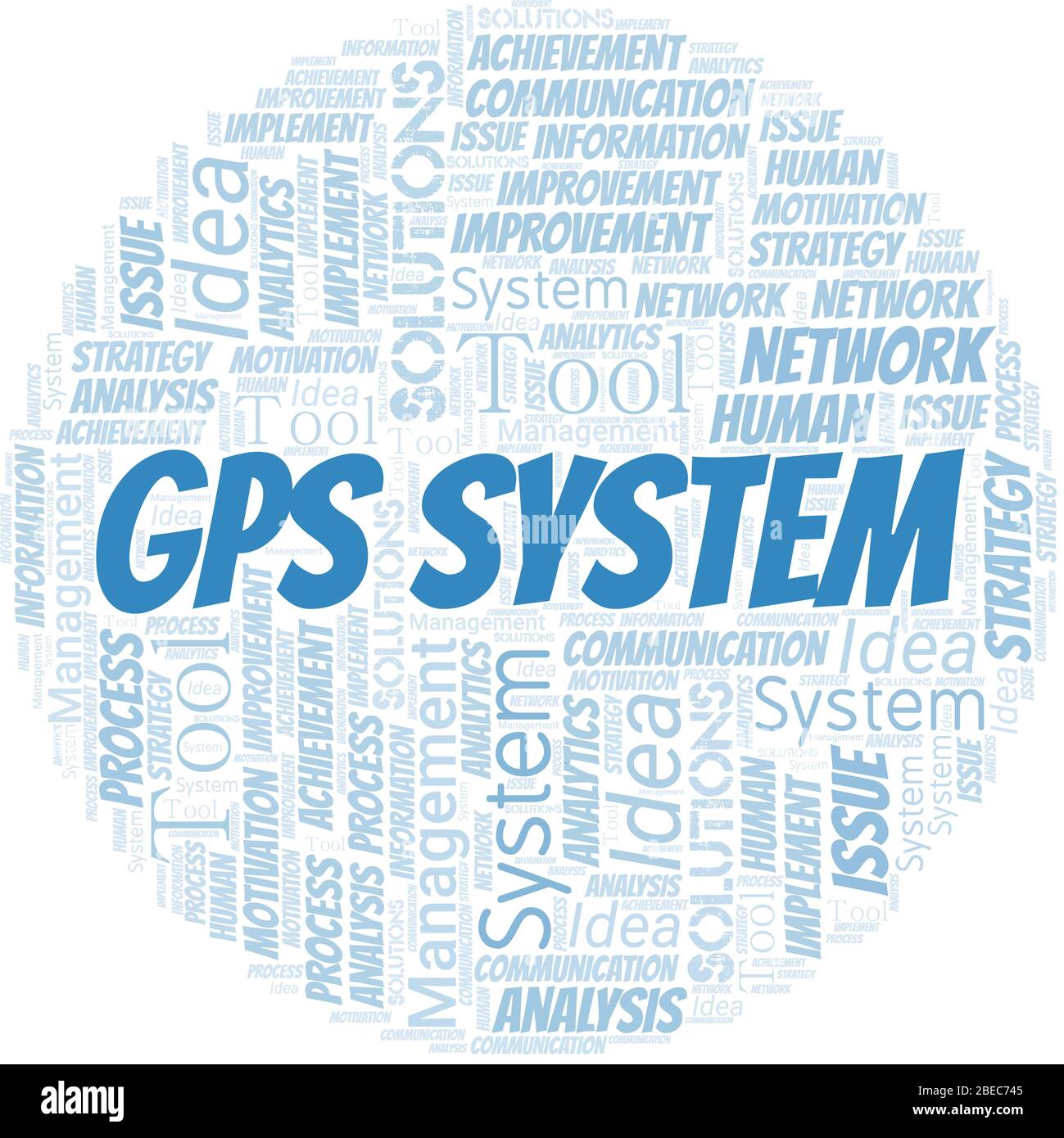 Gps System typography vector word cloud. Wordcloud collage made with