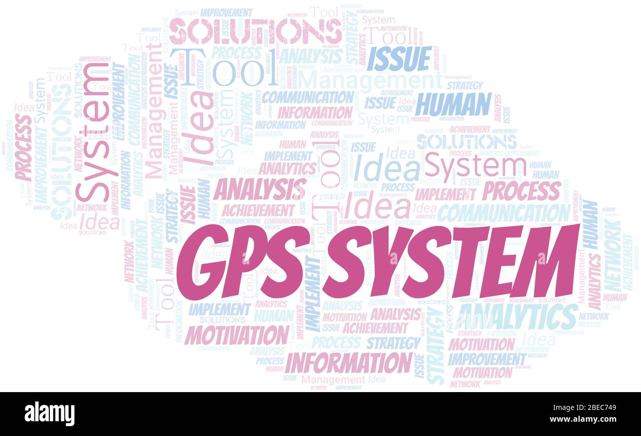 Gps System typography vector word cloud. Wordcloud collage made with