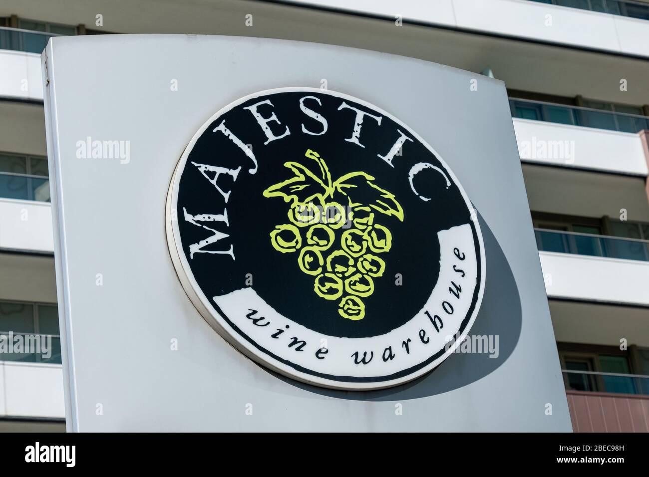 LONDON APRIL, 2019 Majestic Wine store logo, Britain's largest