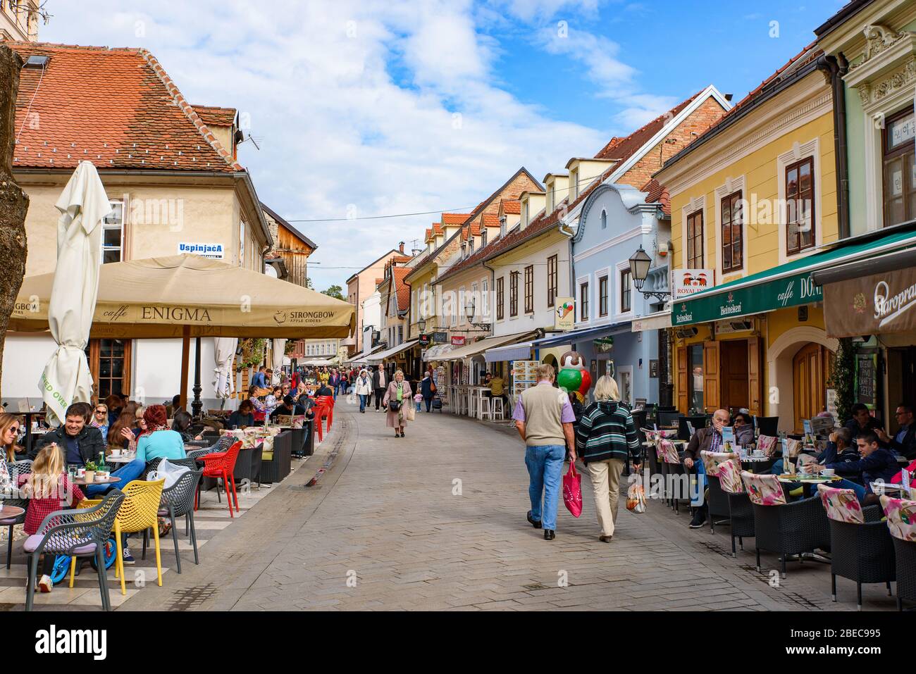 Street view of the old city of Zagreb, Croatia Stock Photo