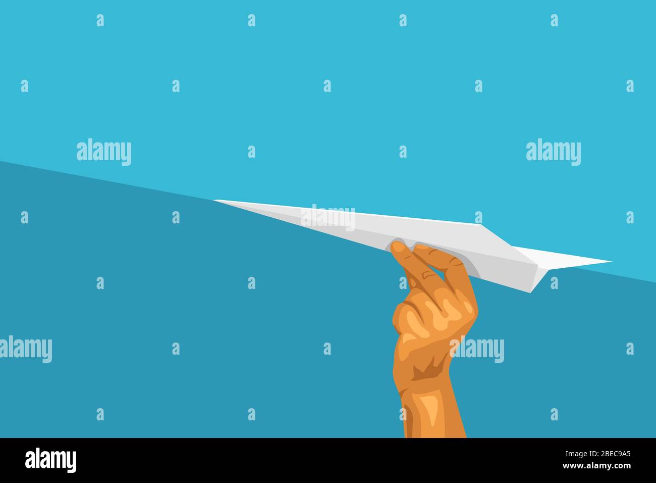 hand holding a paper plane Stock Vector