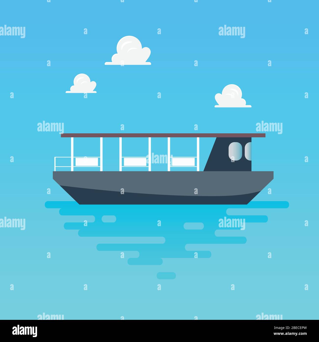 Ferry boat in flat style. Vector illustration. Transportation concept Stock Vector