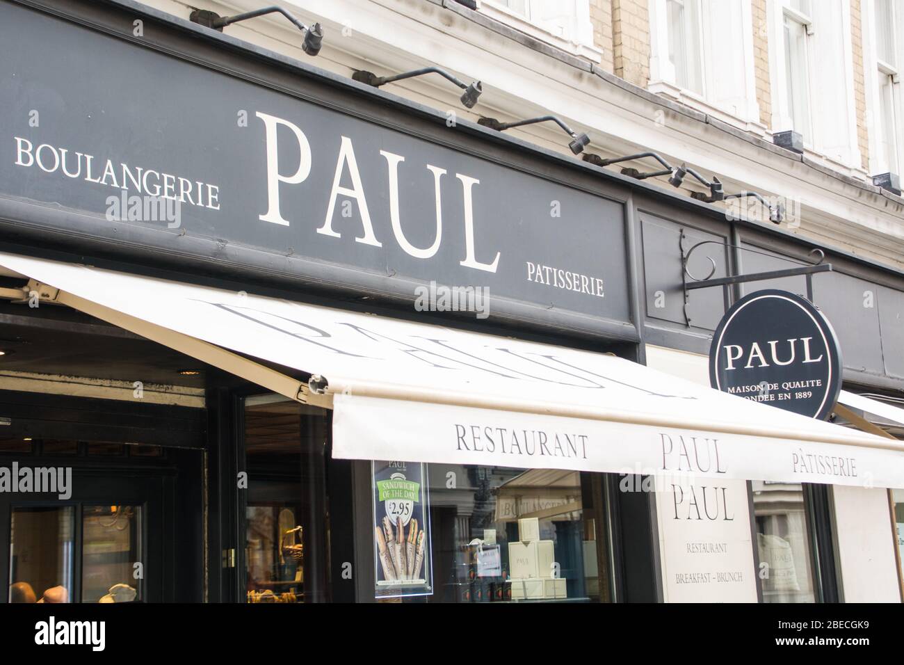 LONDON MARCH, 2019 Exterior of Paul, a French chain of Bakery / Cafes