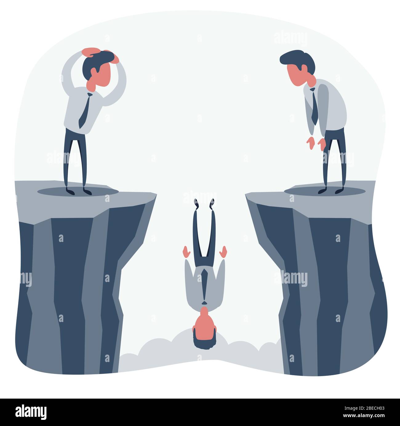 Businessman falls into the abyss, crisis, bankruptcy. Stock Vector