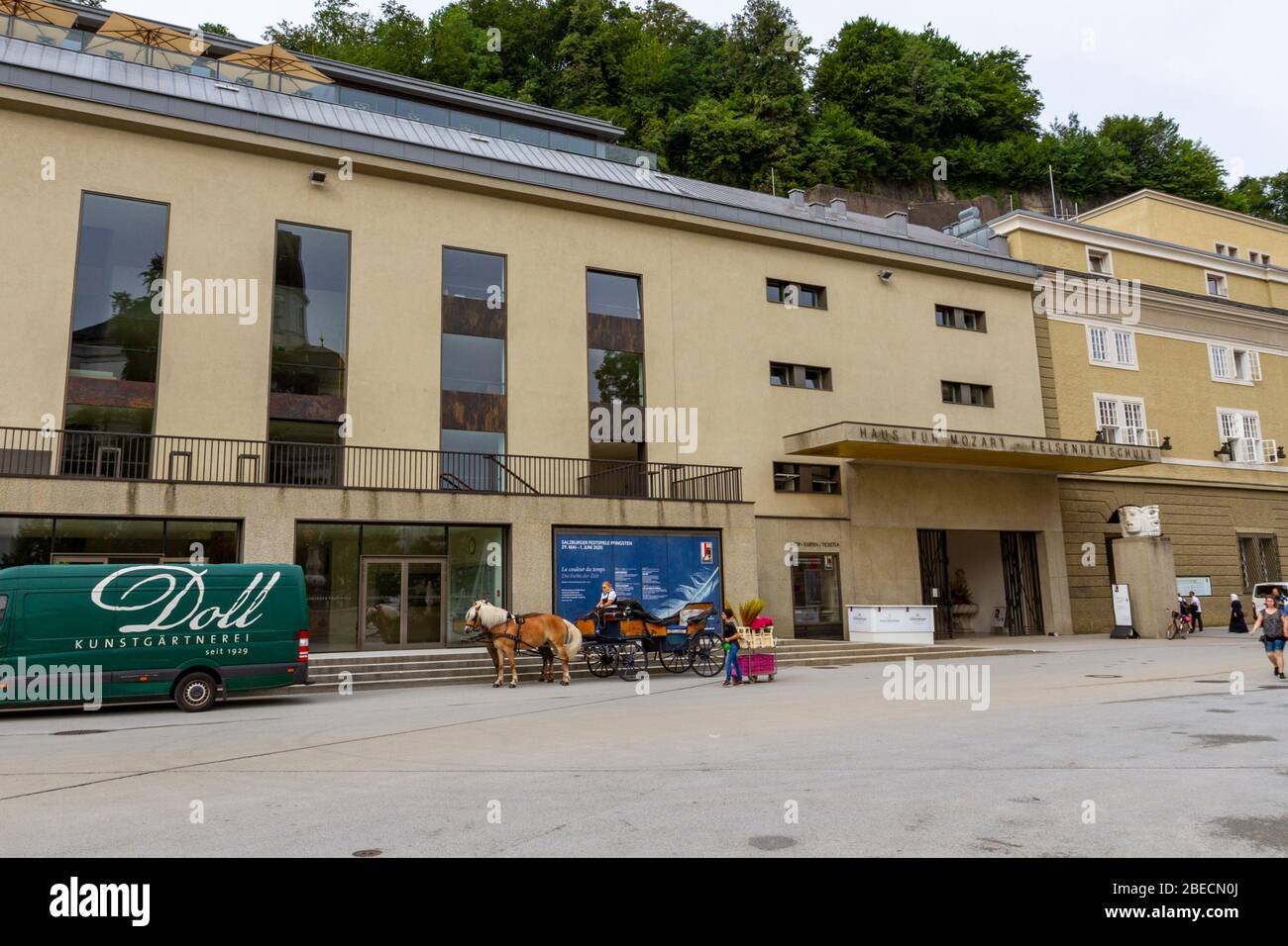 The House of Mozart (Haus für Mozart) and Felsenreitschule in Salzburg, Austria. Stock Photo
