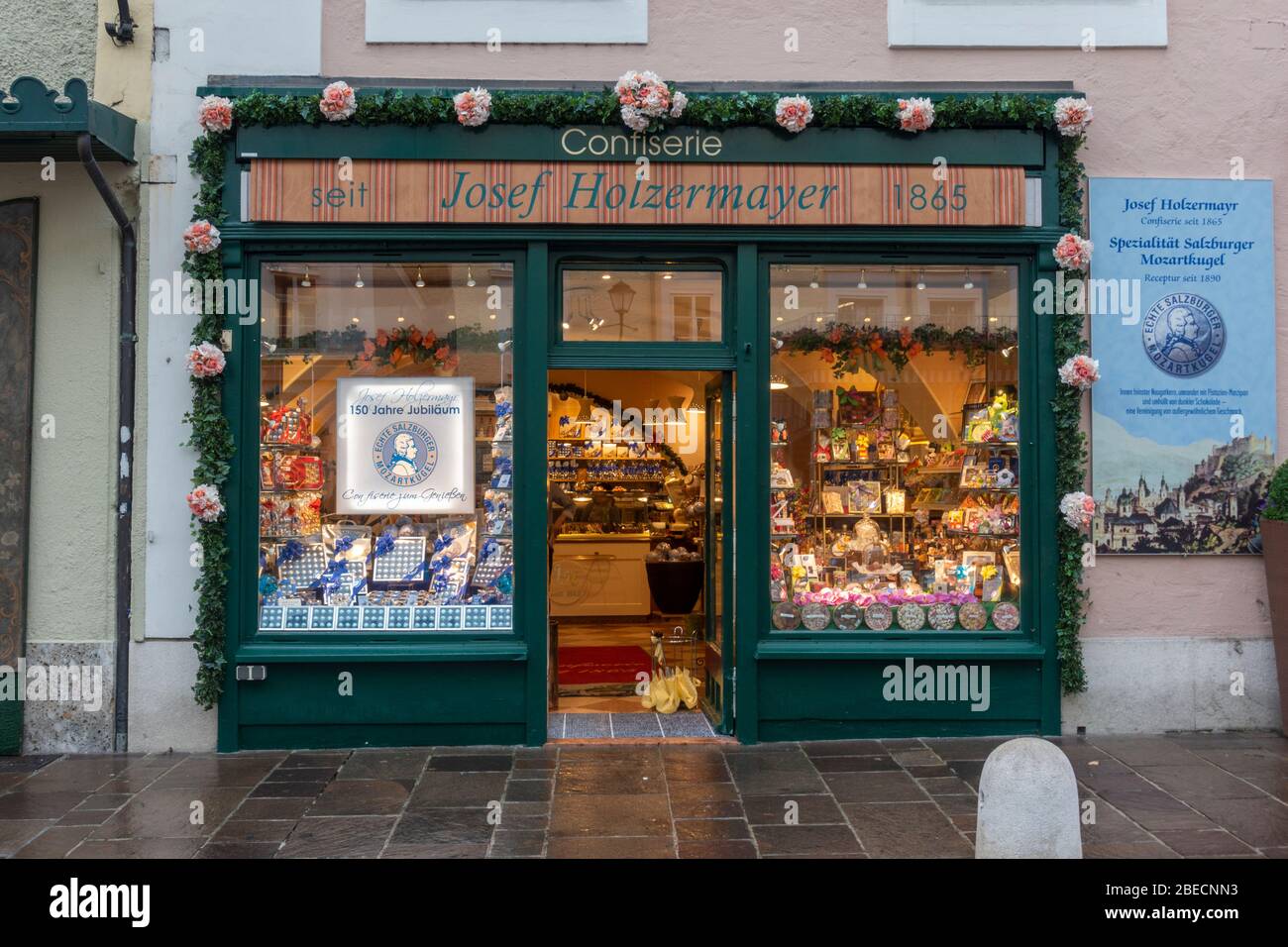 The Josef Holzermayer chocolate shop/confectioners in Salzburg, Austria. Stock Photo