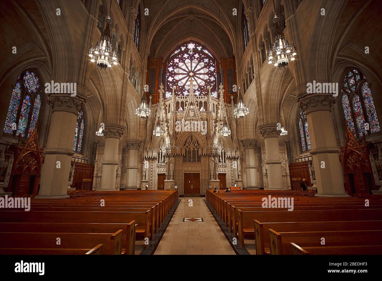 Interior view of the Cathedral Basilica of the Sacred Heart cathedral in Newark New Jersey, USA. Stock Photo