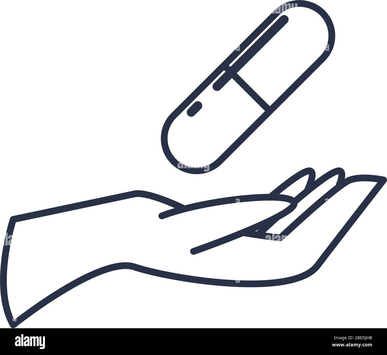 charity donations concept, hand and medication capsule icon over white ...