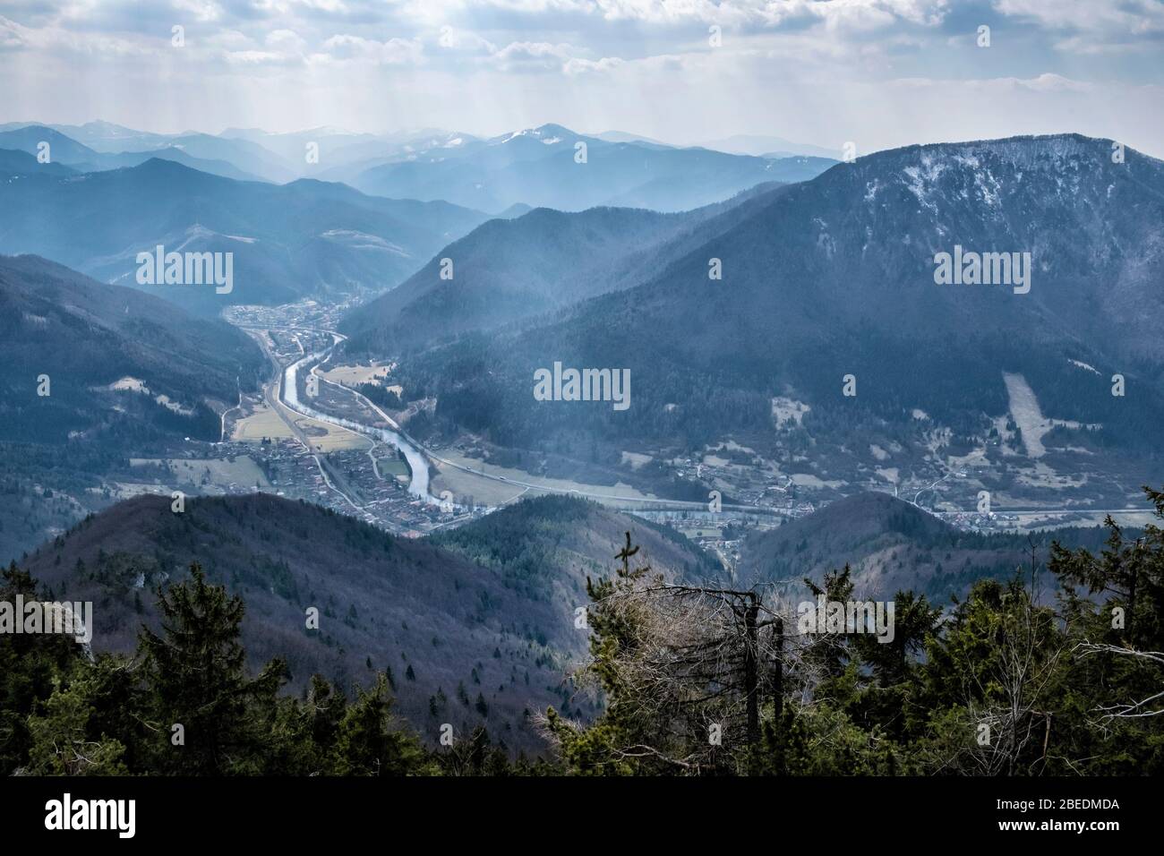 Big Fatra mountains and Stankovany village from Sip peak, Slovak republic. Seasonal natural scene. Travel destination. Stock Photo