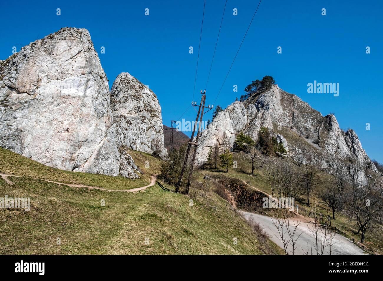 Vrsatske rocks, White Carpathian mountains in Slovak republic. Seasonal natural scene. Hiking theme. Stock Photo