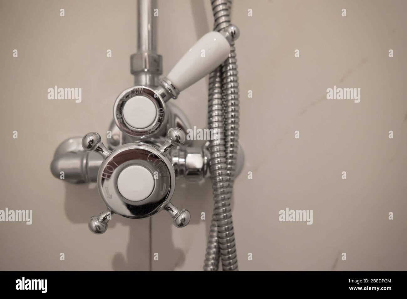 Shower Tap in Bathroom, France Stock Photo Alamy