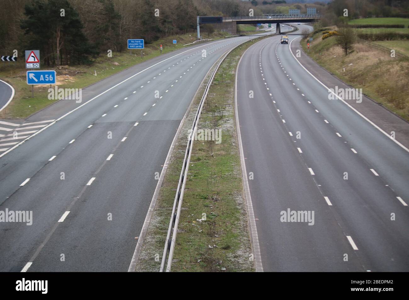 Empty motorway M56 during Coronavirus epidemic Stock Photo