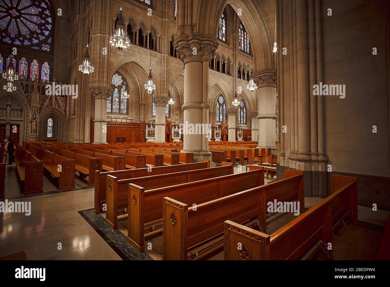 Interior view of the Cathedral Basilica of the Sacred Heart cathedral in Newark New Jersey, USA. Stock Photo