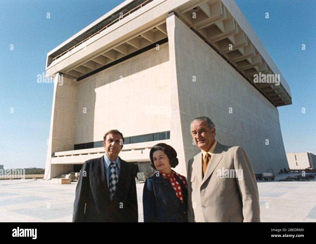 Harry Middleton Lady Bird Johnson and Lyndon Johnson at the LBJ Library in Austin Texas. Stock Photo