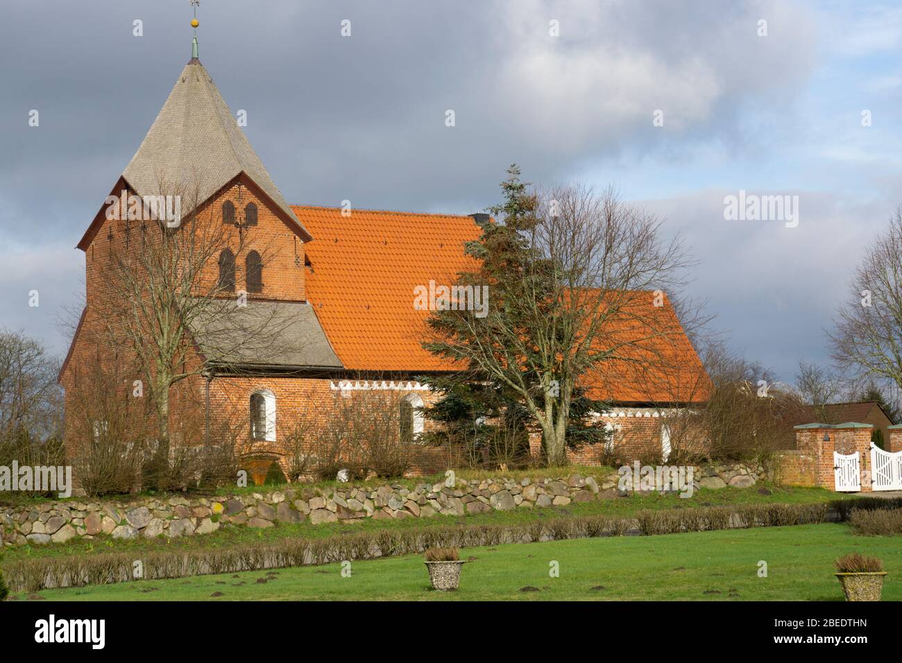Church at ocean, Schobüll, Husum, North Frisia, Schleswig-Holstein, Germany, Europe Stock Photo