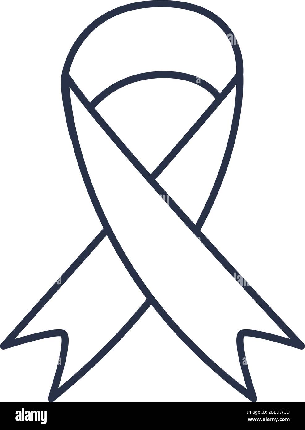 charity donations concept, ribbon icon over white background, line ...