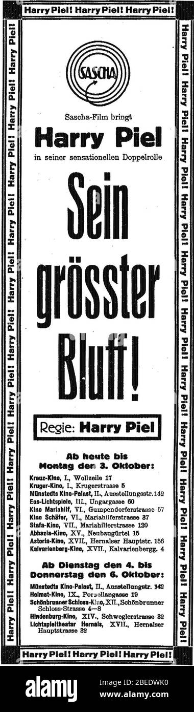 Harry-Piel,-Sein-größter-Bluff-(1927). Stock Photo