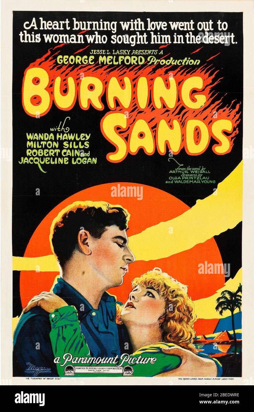 'English: Poster for the American drama film Burning Sands (1922).; 1922; source; Paramount Pictures; ' Stock Photo