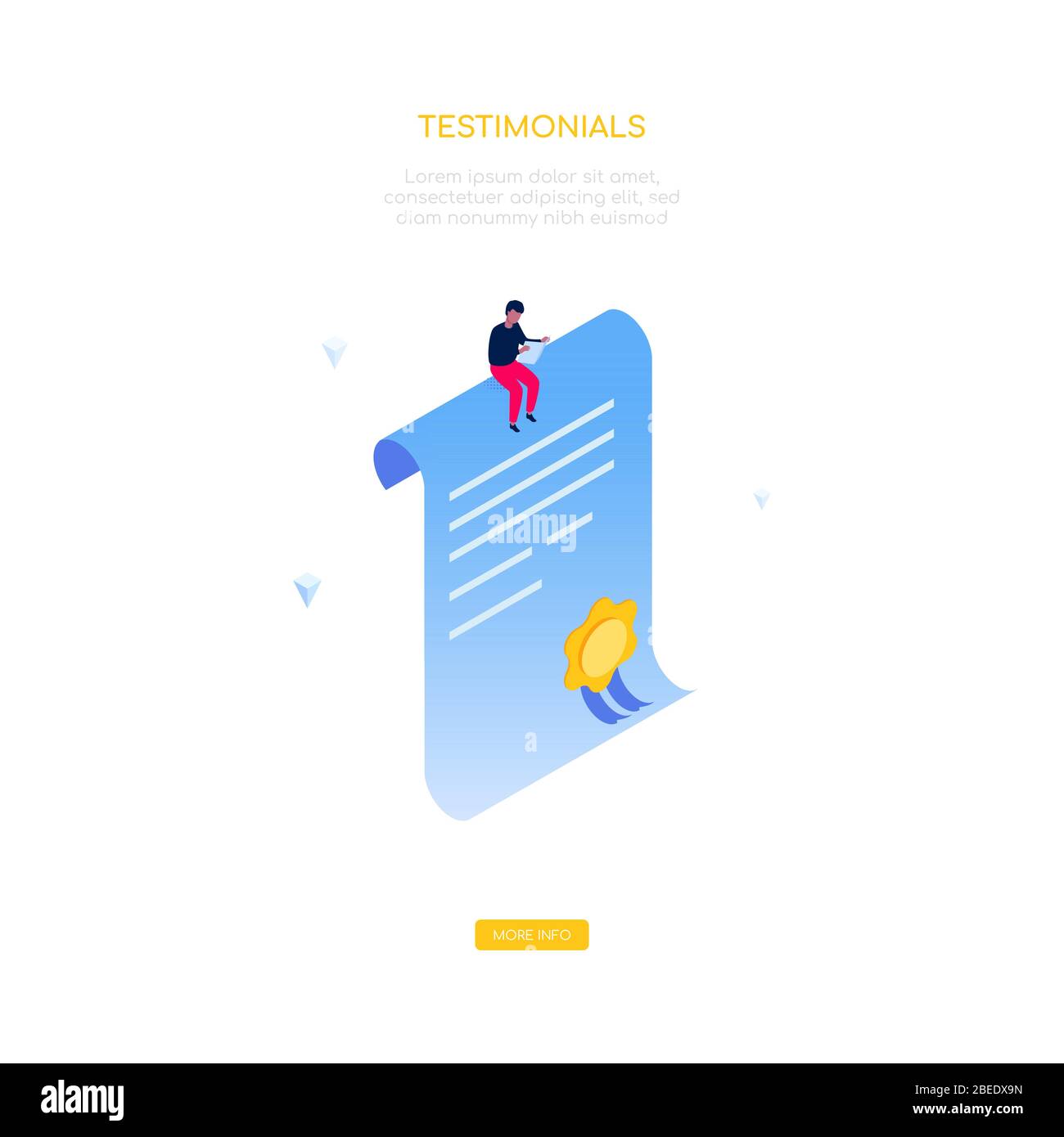 Testimonials concept - modern isometric vector web banner Stock Vector