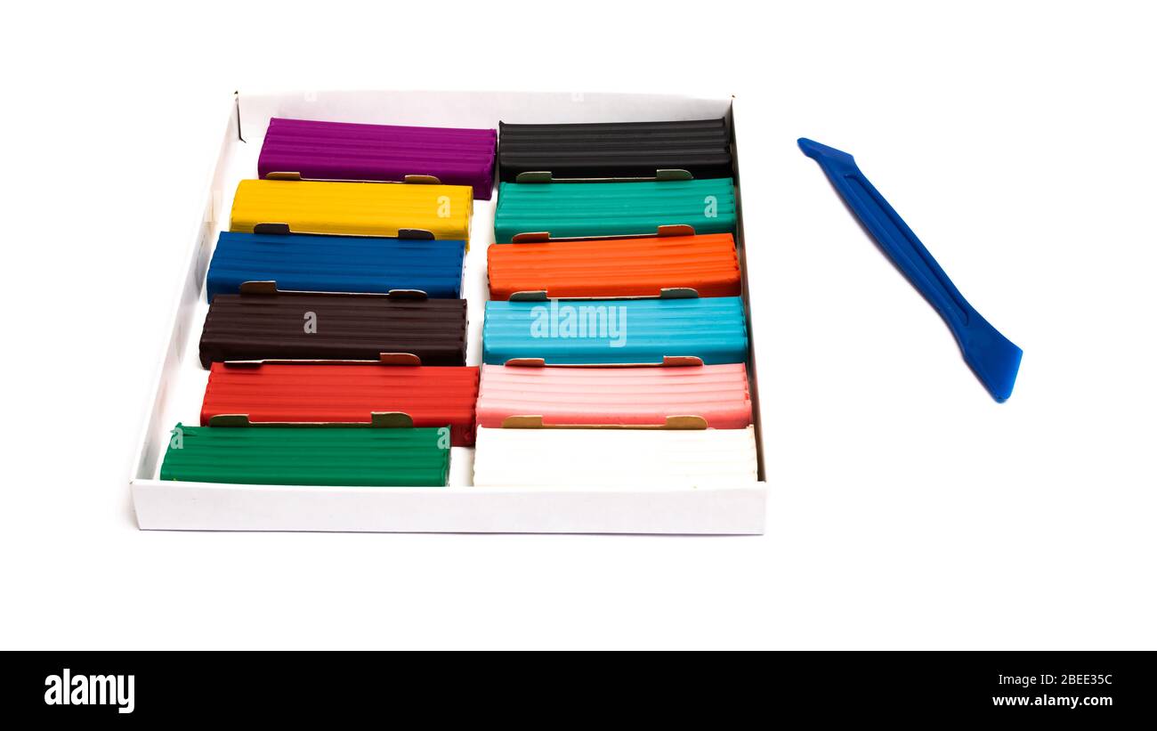 Multicolored plasticine isolated on a white background Stock Photo