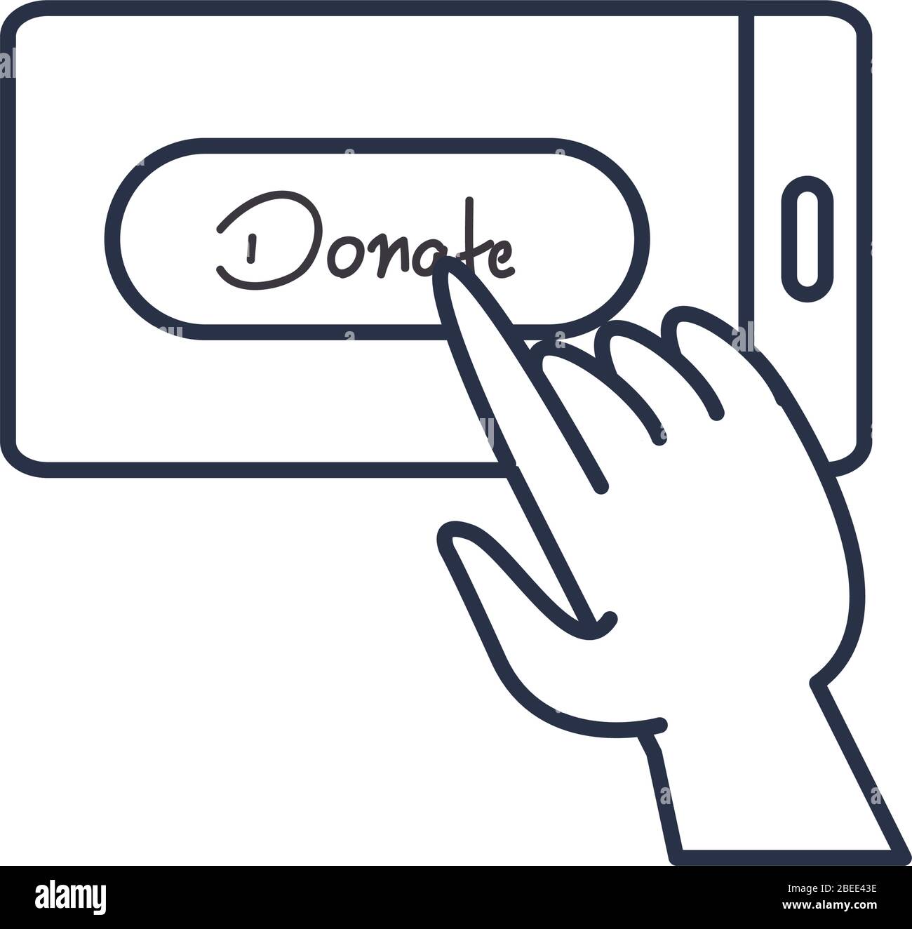 charity donations concept, smartphone with donate button and hand icon ...