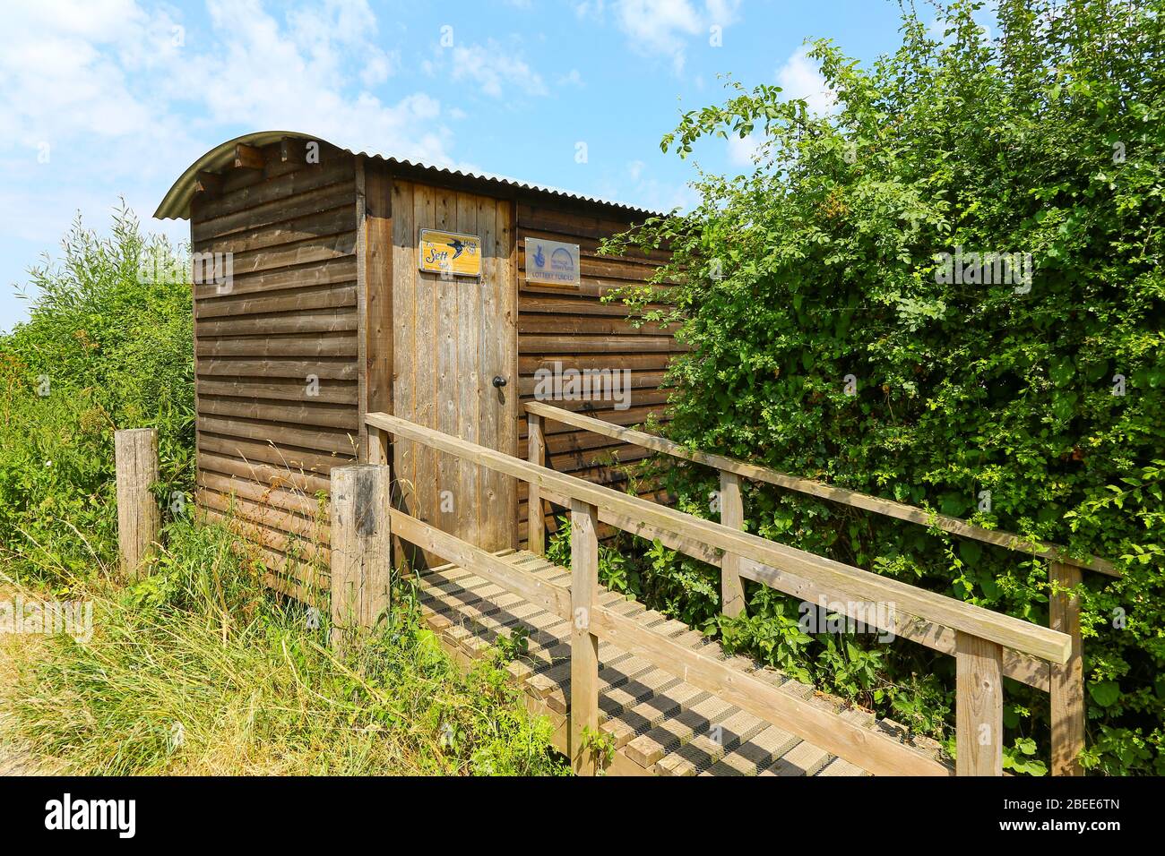 The Sett bird hide at Shapwick Moor Nature Reserve, part of the Avalon Marshes, Somerset, England, UK Stock Photo