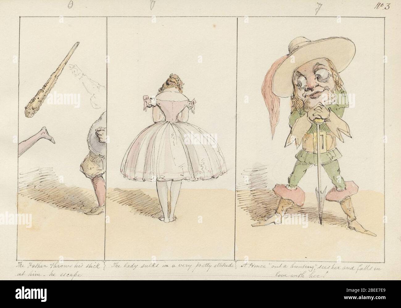Pantomime, Crowquill, 13, MS Thr 26. Stock Photo