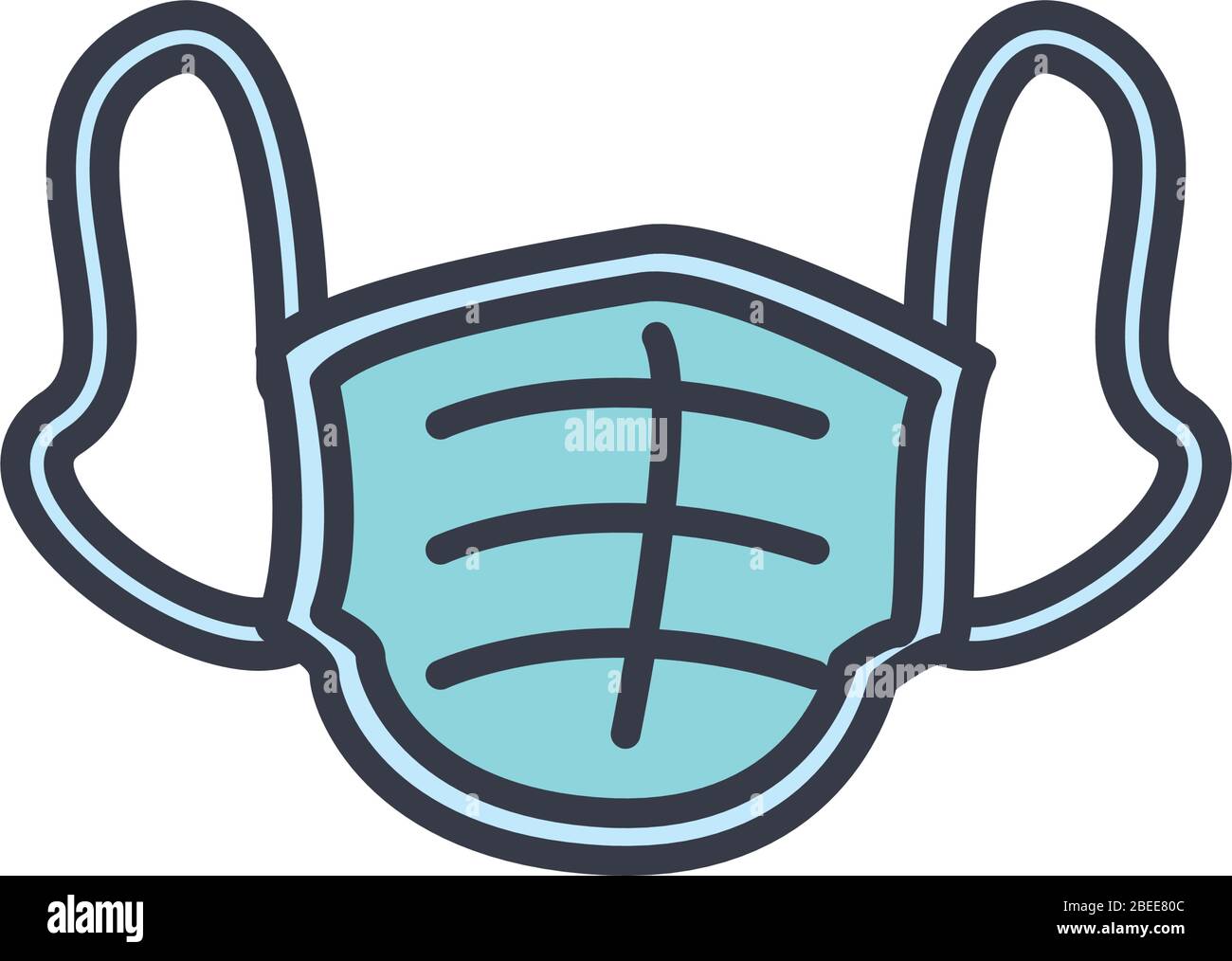 mouth mask icon over white background, flat style, vector illustration ...