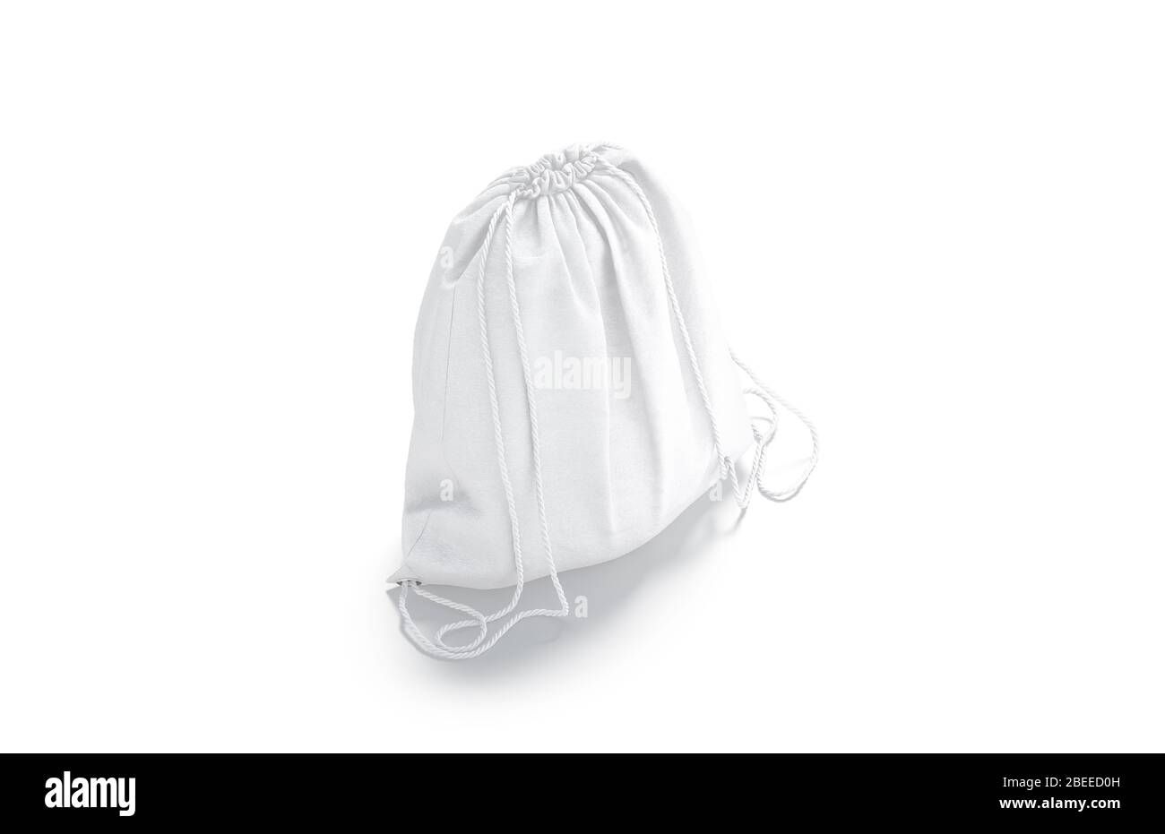 Blank white drawstring backpack mockup, side view Stock Photo