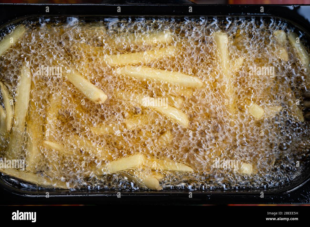 Deep Fryers With Boiling Oil Stock Photo - Download Image Now