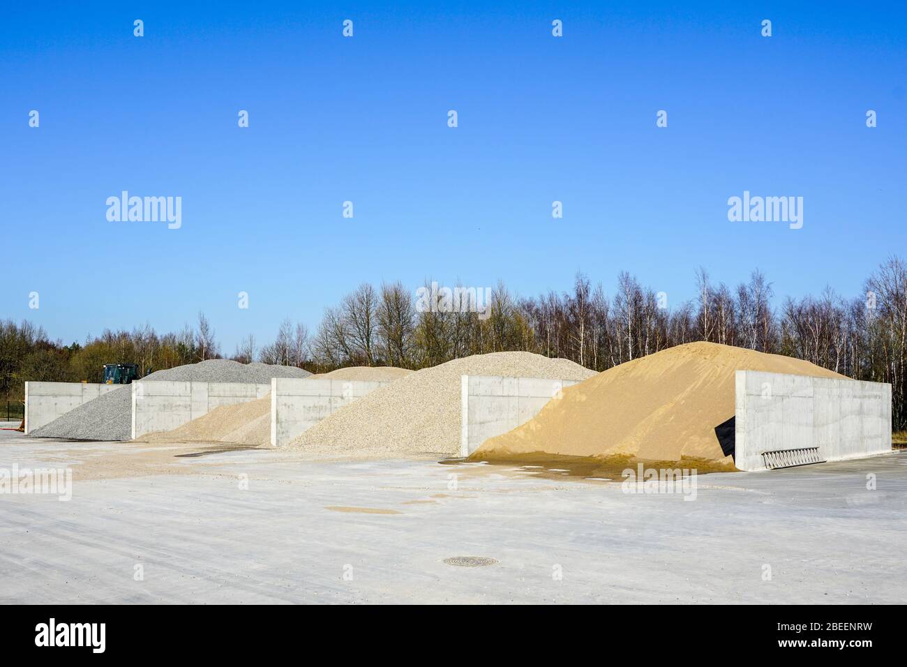 Aggregate for concrete production at stockpile of concrete mixing plant