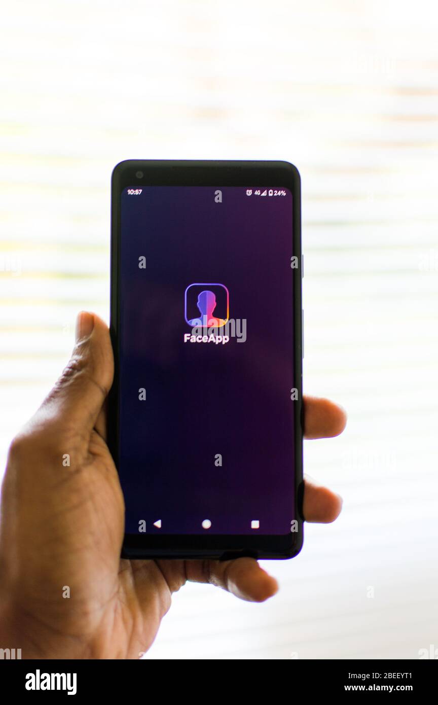 FaceApp on a phone Stock Photo