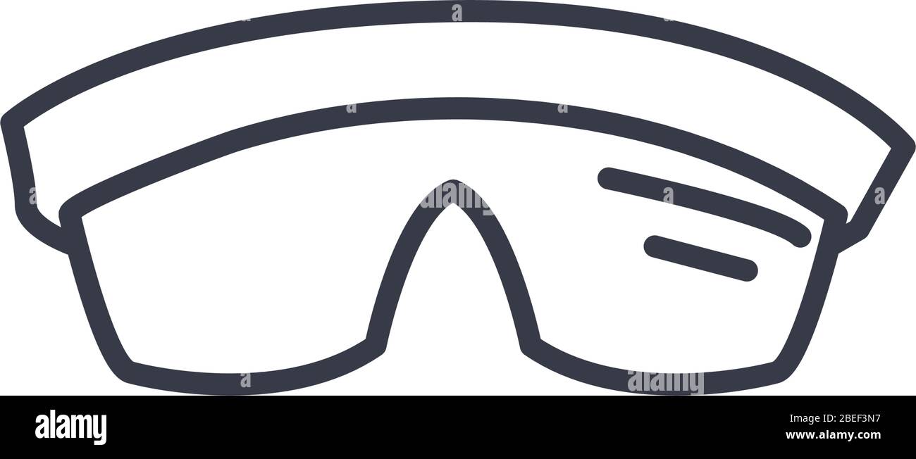 protection goggles icon over white background, line style, vector ...