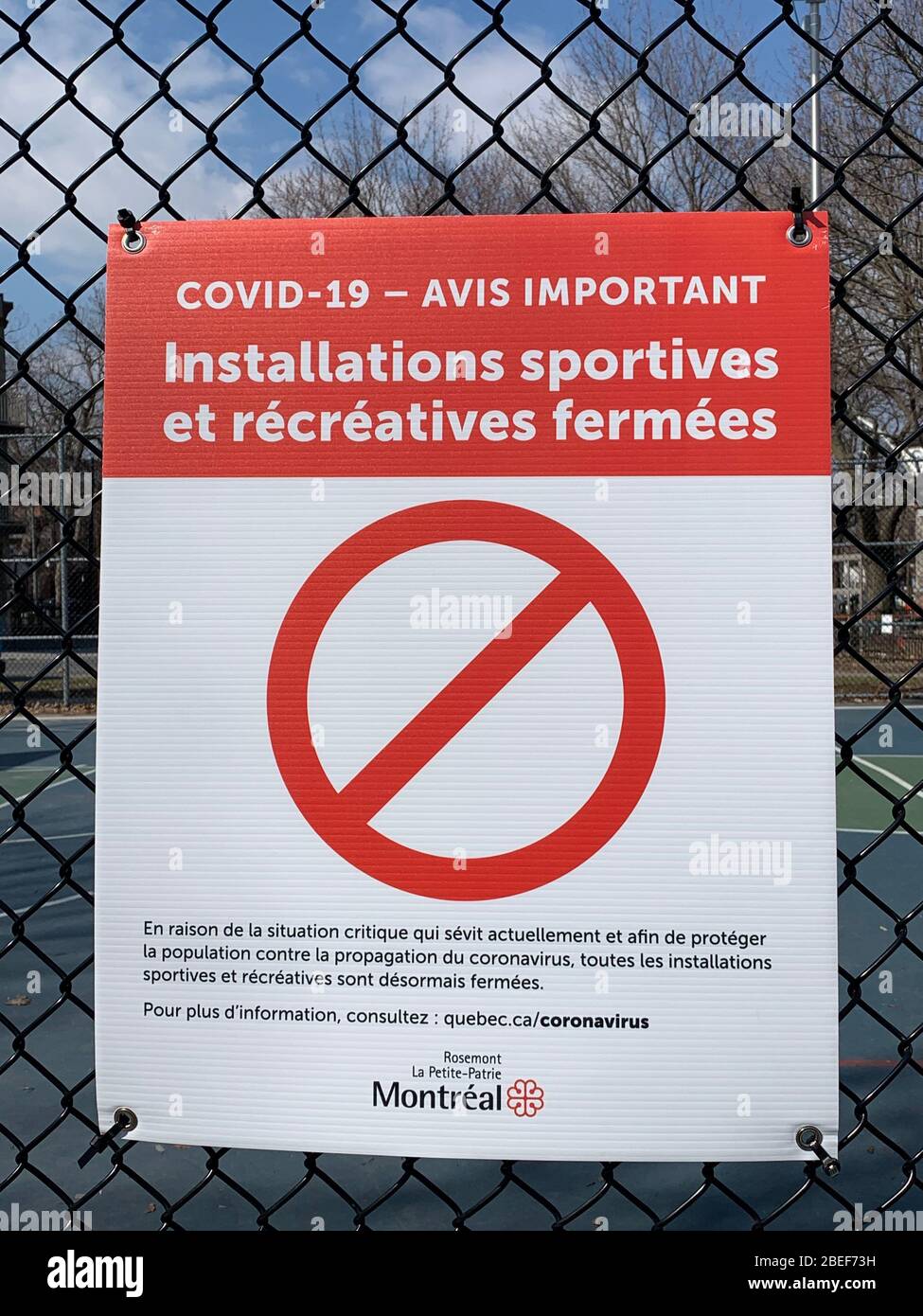 Covid 19 pandemic, closed basketball court Montreal Stock Photo Alamy