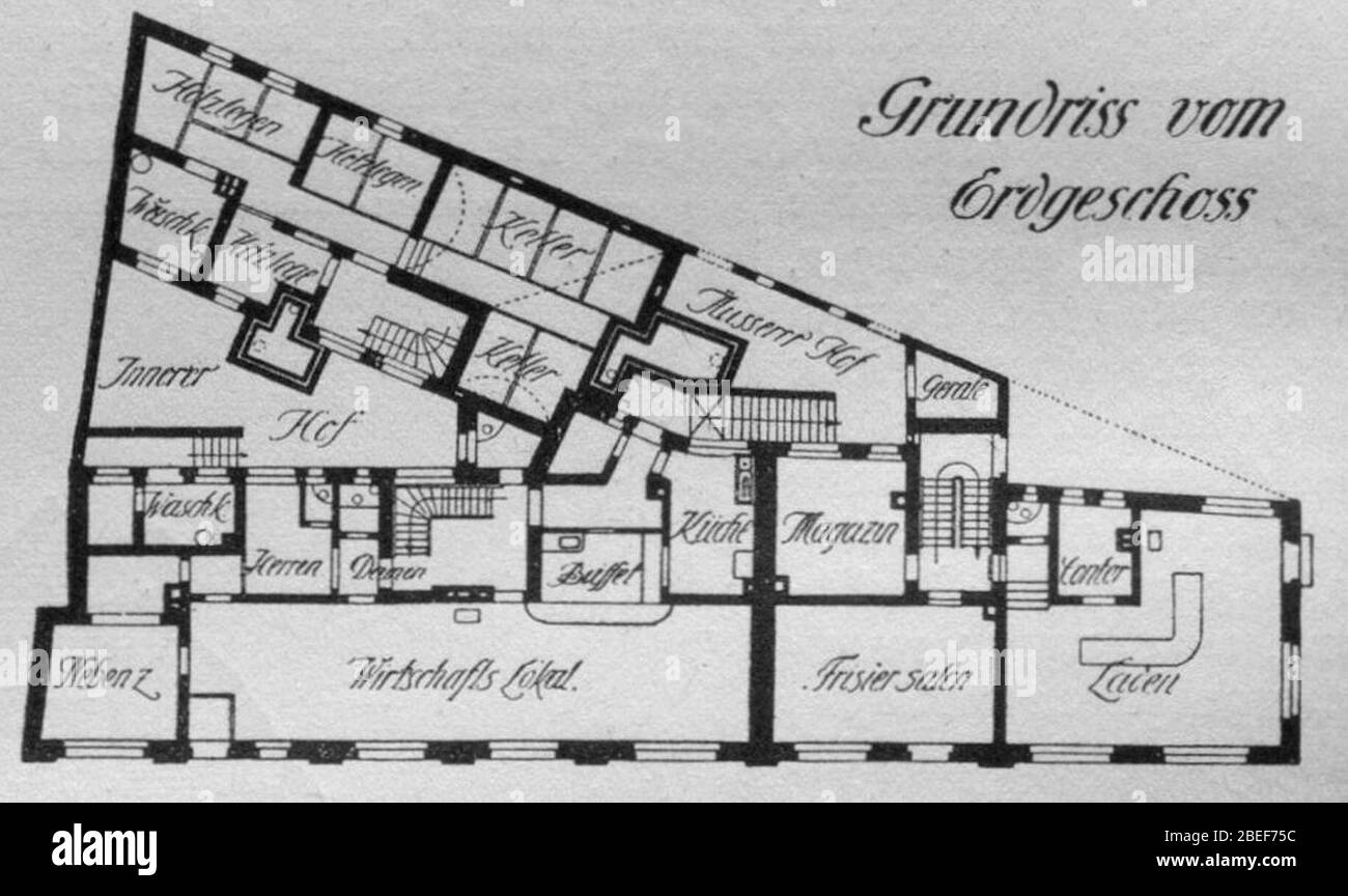 Haus Leonhardstraße 13, Stuttgart, Grundriss Erdgeschoss Stock Photo